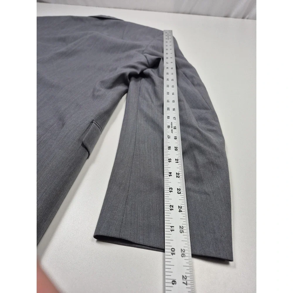 VTG Sansabelt Suit Mens 44 Gray Poly Wool 2 Piece 39x36 Elastic Waist USA NWT